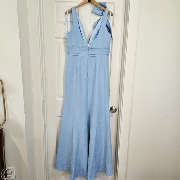 Anthropologie Mac Duggal Sleeveless V-Neck Bow Detail Mermaid Gown - Picture 3 of 7